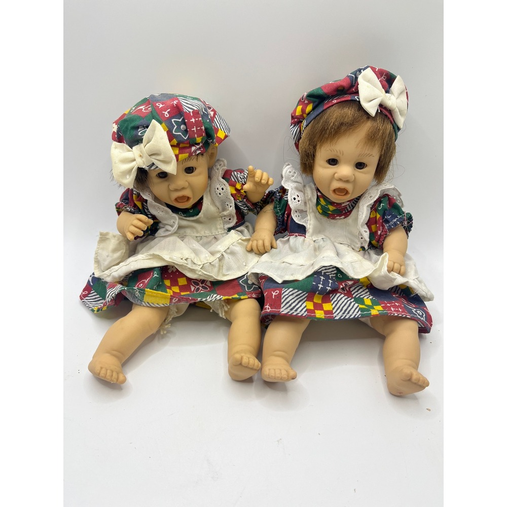 GiGo My Pals Twin Baby Dolls Vintage Patchwork Cottagecore Collectible Toys